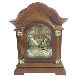 Vtg Westminster Tempus Fugit Wooden Quartz Mantle Clock 1/4 Hr Chime  WORKS
